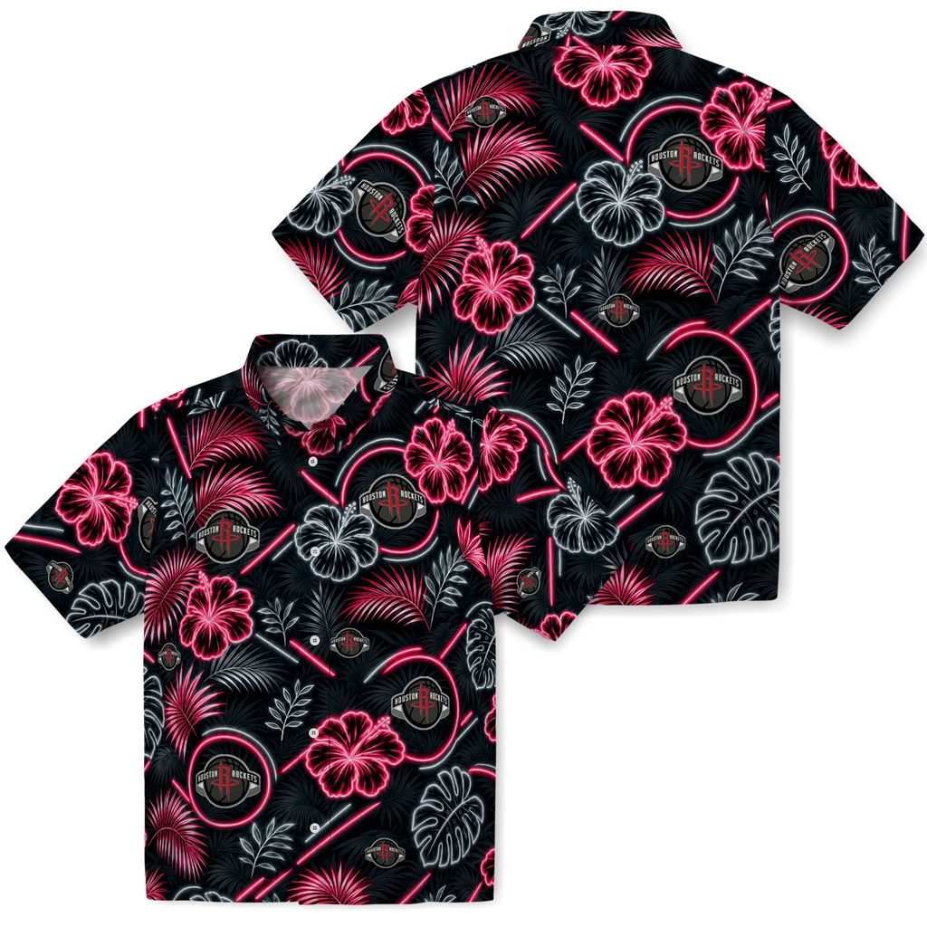 houston-rockets-hawaiian-shirt-customized-neon-florals-black-high-quality.webp