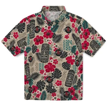 Houston Rockets Hawaiian Shirt - Tiki Masks Warm Beige