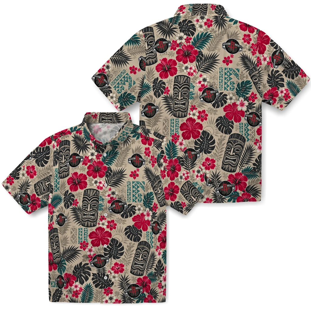 houston-rockets-hawaiian-shirt-personalized-tiki-masks-warm-beige-high-quality.webp