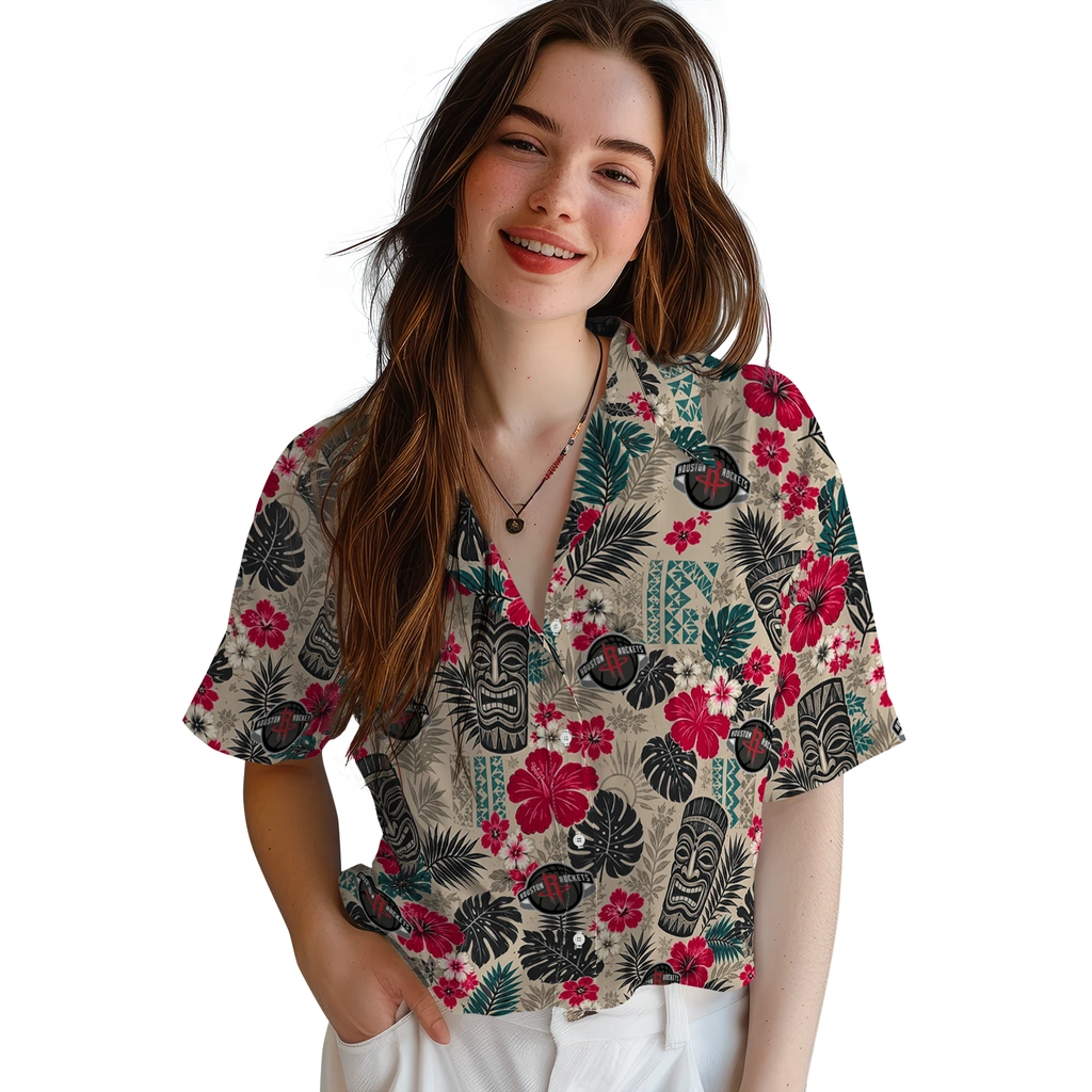 houston-rockets-hawaiian-shirt-personalized-tiki-masks-warm-beige-latest-model.webp