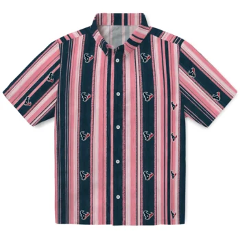 Houston Texans Hawaiian Shirt - Distressed Stripes Blue Red
