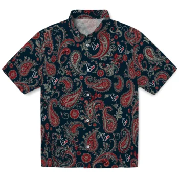 Houston Texans Hawaiian Shirt - Paisley Print Blue