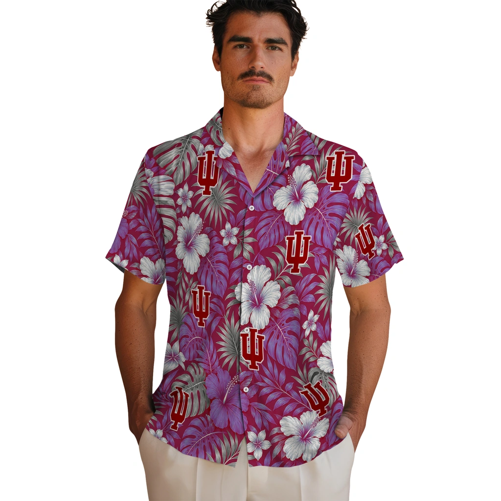 indiana-hoosiers-hawaiian-shirt-customized-hibiscus-monstera-red-fashion-forward.webp