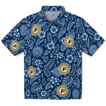 Indiana Pacers Hawaiian Shirt - Crystal Foliage Blue