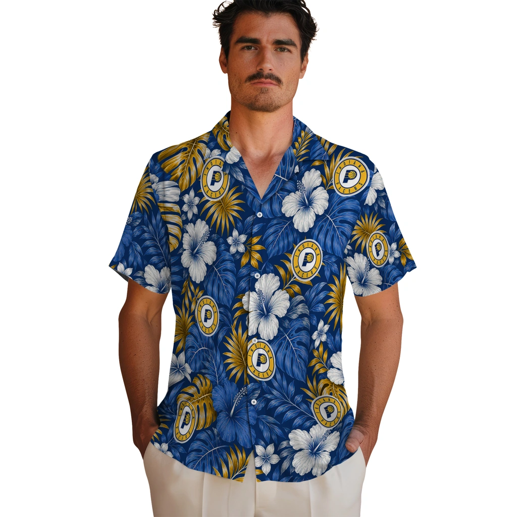 indiana-pacers-hawaiian-shirt-custom-hibiscus-monstera-blue-fashion-forward.webp