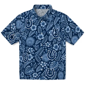 Indianapolis Colts Hawaiian Shirt - Crystal Foliage Blue