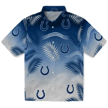 Indianapolis Colts Hawaiian Shirt - Ombre Fronds Blue