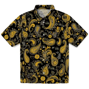 Iowa Hawkeyes Hawaiian Shirt - Paisley Print Black