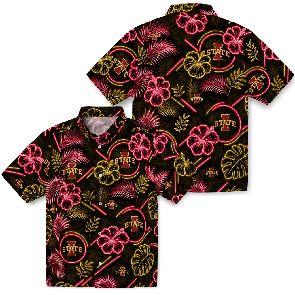 iowa-state-cyclones-hawaiian-shirt-customized-neon-florals-black-high-quality.webp
