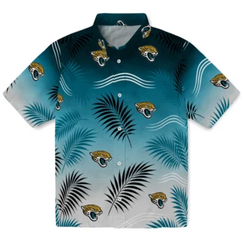 Jacksonville Jaguars Hawaiian Shirt - Ombre Fronds Teal