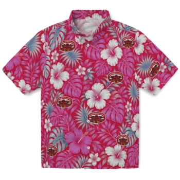 Jacksonville State Gamecocks Hawaiian Shirt - Hibiscus Monstera Red