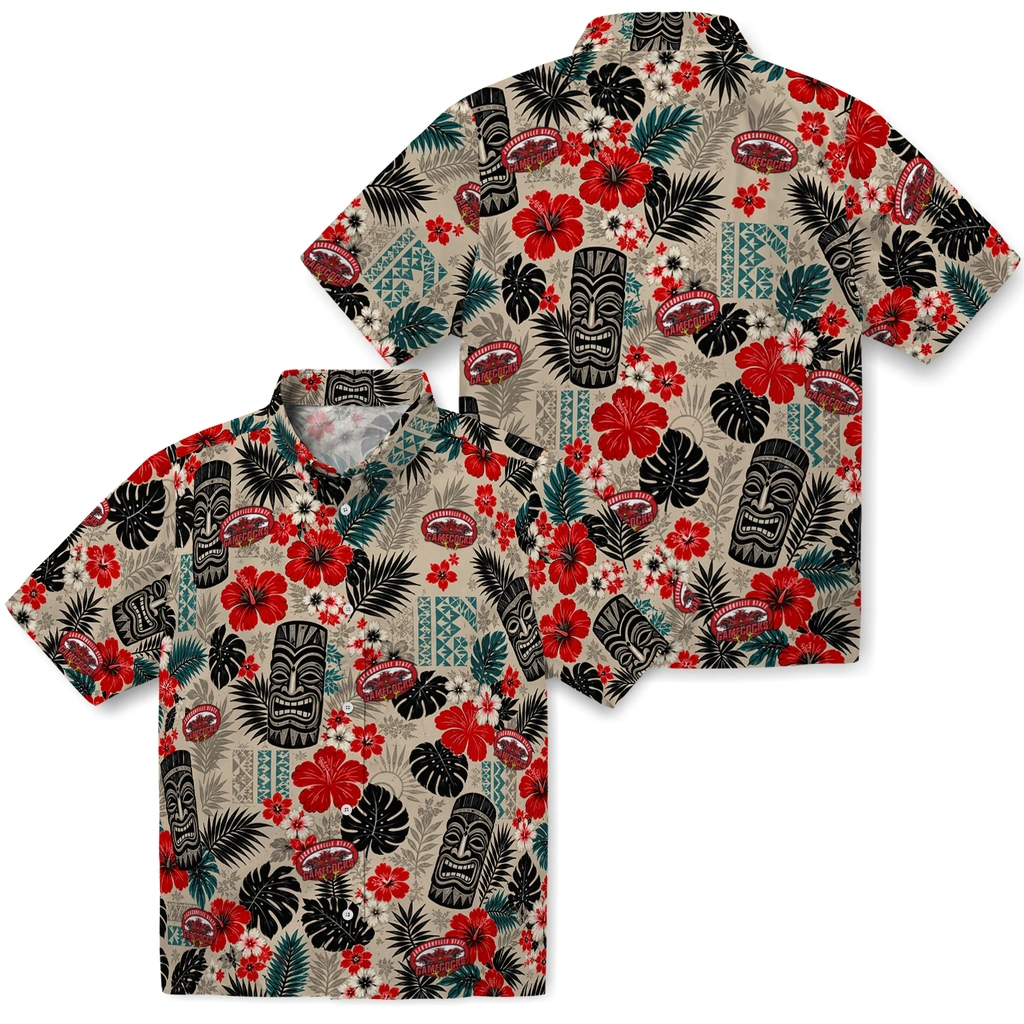 jacksonville-state-gamecocks-hawaiian-shirt-personalized-tiki-masks-warm-beige-high-quality.webp