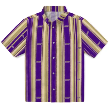 James Madison Dukes Hawaiian Shirt - Distressed Stripes Purple Gold