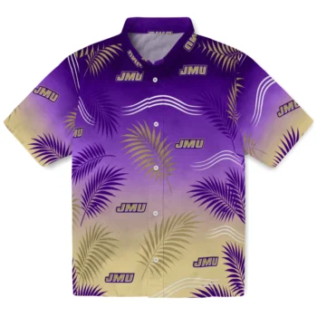 James Madison Dukes Hawaiian Shirt - Ombre Fronds Purple