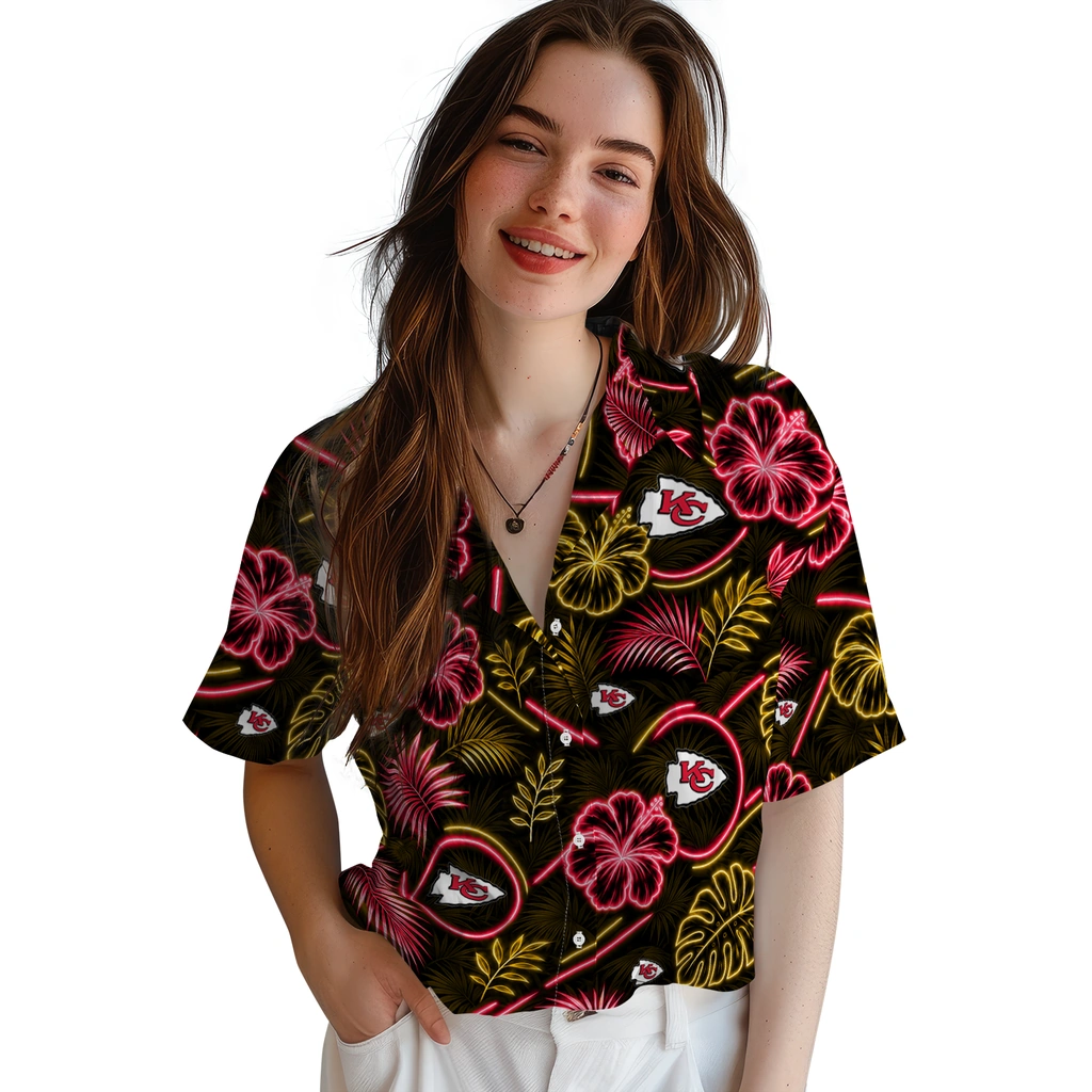 kansas-city-chiefs-hawaiian-shirt-customized-neon-florals-black-latest-model.webp
