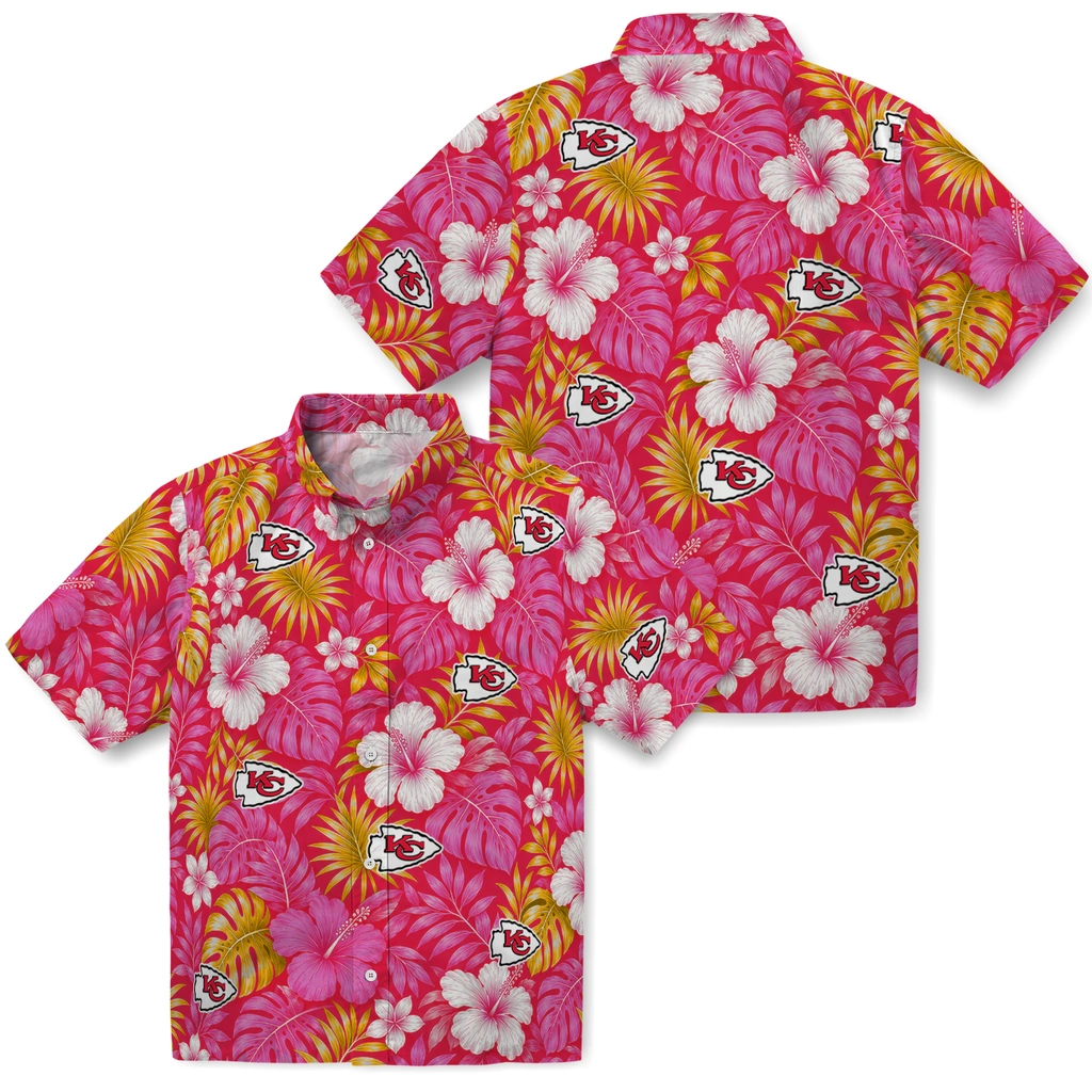 kansas-city-chiefs-hawaiian-shirt-personalized-hibiscus-monstera-red-high-quality.webp