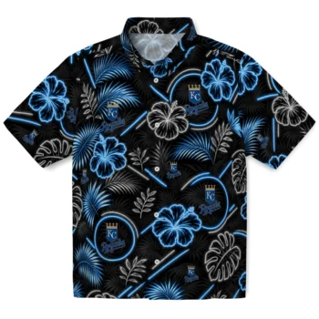 Kansas City Royals Hawaiian Shirt - Neon Florals Black