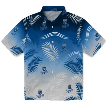 Kansas City Royals Hawaiian Shirt - Ombre Fronds Royal Blue