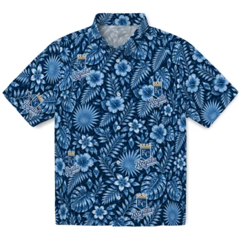 Kansas City Royals Hawaiian Shirt - Crystal Foliage Royal Blue