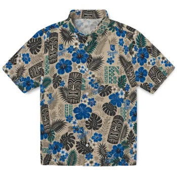 Kansas City Royals Hawaiian Shirt - Tiki Masks Warm Beige