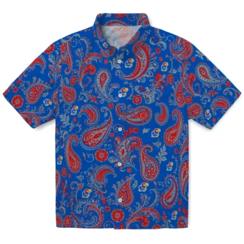 Kansas Jayhawks Hawaiian Shirt - Paisley Print Blue