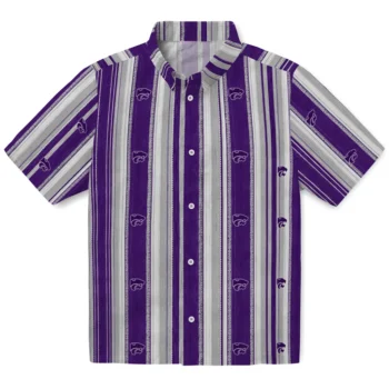 Kansas State Wildcats Hawaiian Shirt - Distressed Stripes Purple Gray