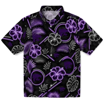 Kansas State Wildcats Hawaiian Shirt - Neon Florals Black