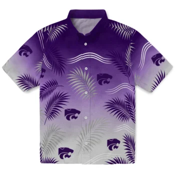Kansas State Wildcats Hawaiian Shirt - Ombre Fronds Purple