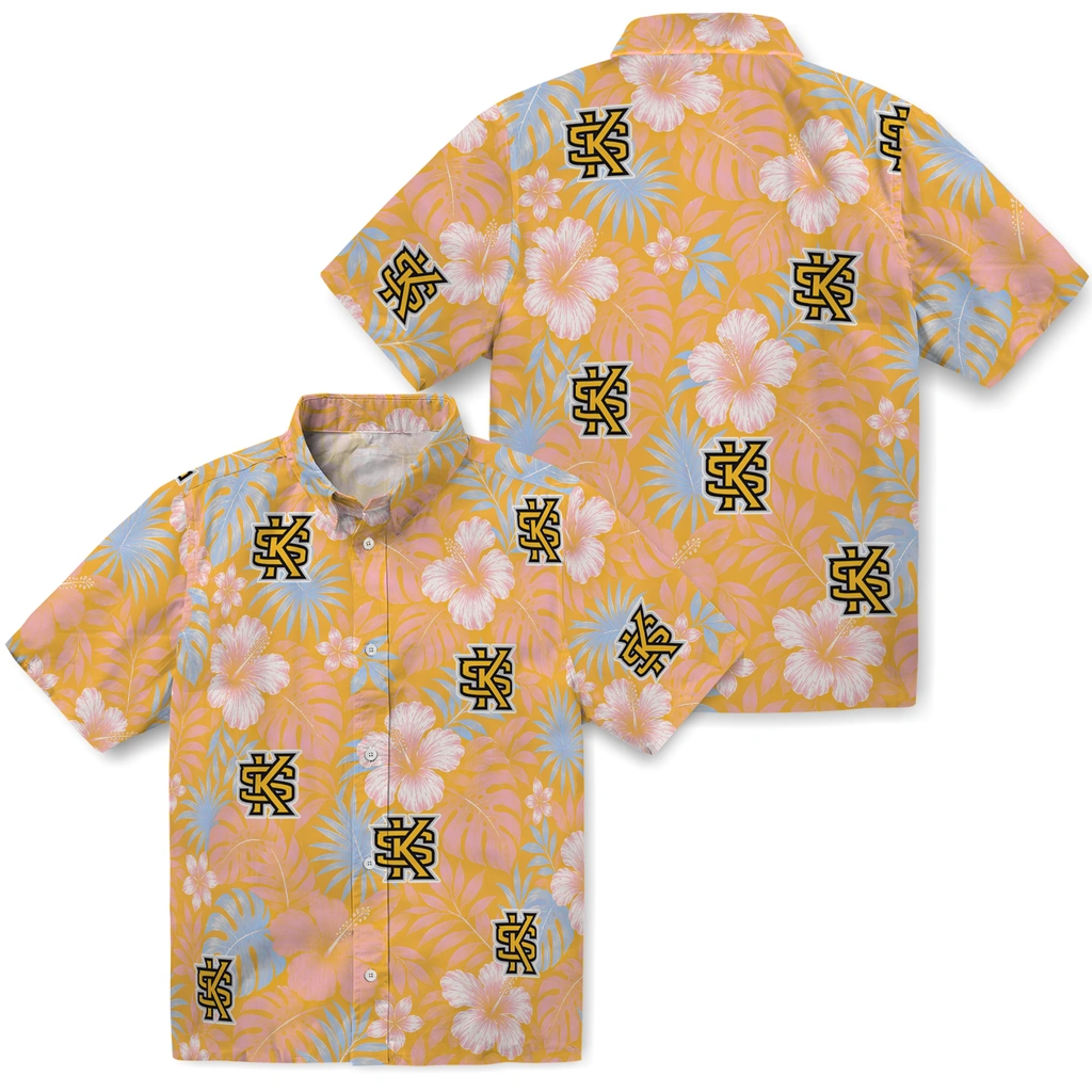 kennesaw-state-owls-hawaiian-shirt-custom-hibiscus-monstera-gold-high-quality.webp