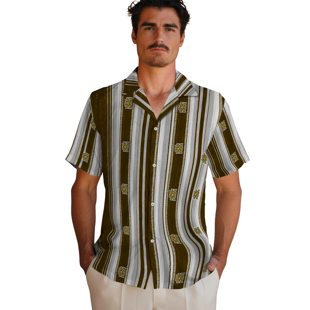 kennesaw-state-owls-hawaiian-shirt-customized-distressed-stripes-gold-black-fashion-forward.webp