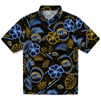 Kent State Golden Flashes Hawaiian Shirt - Neon Florals Black