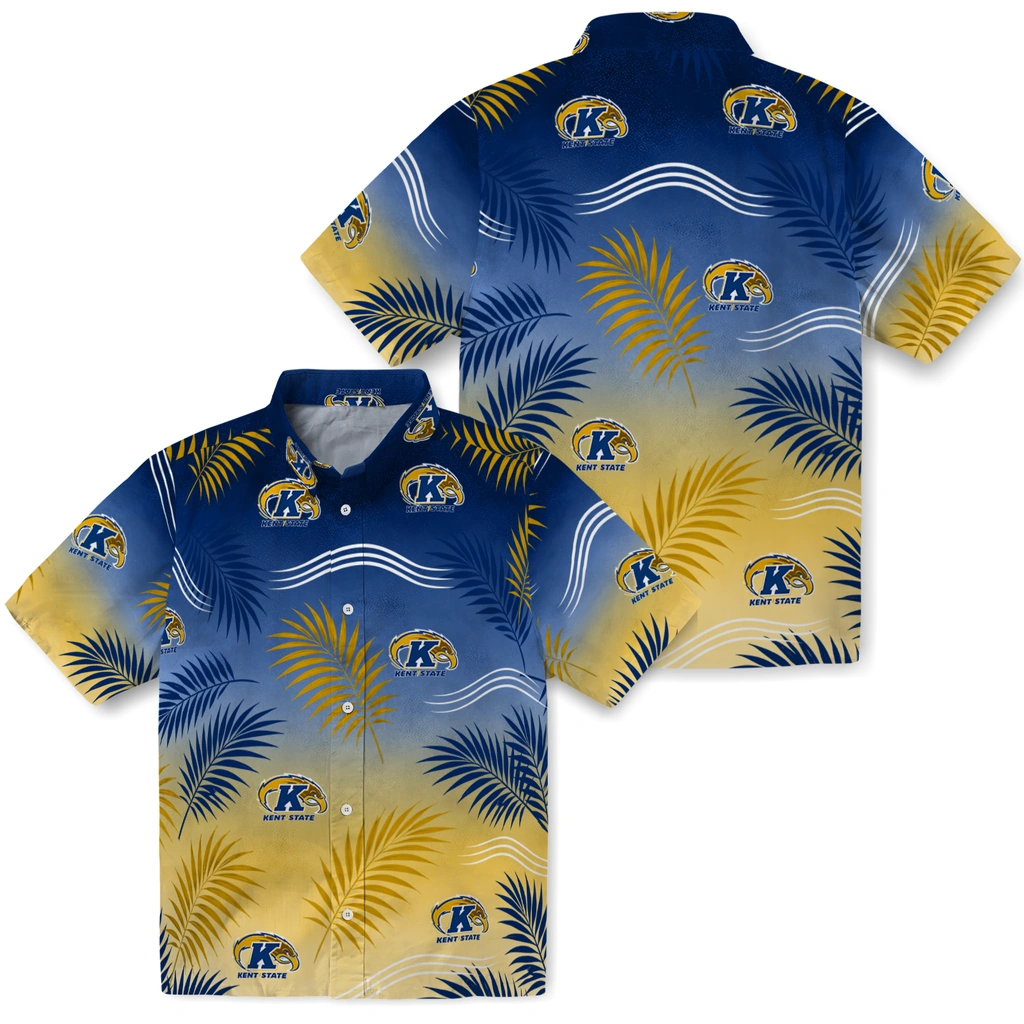 kent-state-golden-flashes-hawaiian-shirt-customized-ombre-fronds-navy-blue-high-quality.webp
