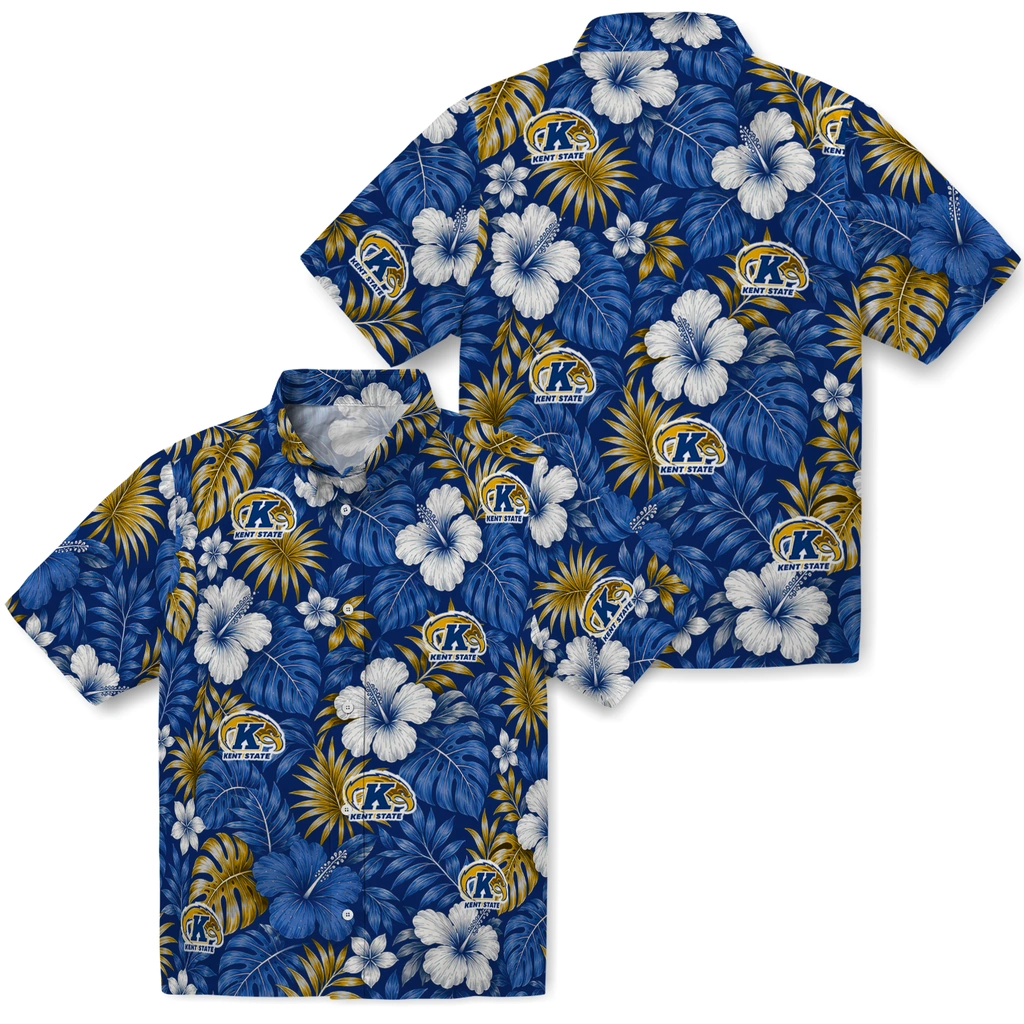 kent-state-golden-flashes-hawaiian-shirt-personalized-hibiscus-monstera-navy-blue-high-quality.webp