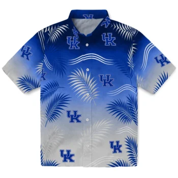 Kentucky Wildcats Hawaiian Shirt - Ombre Fronds Blue