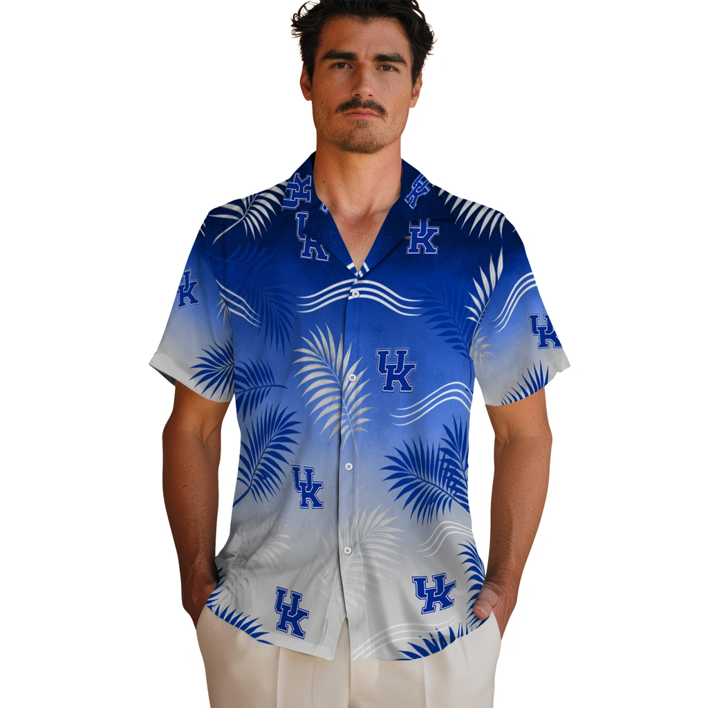 kentucky-wildcats-hawaiian-shirt-customized-ombre-fronds-blue-fashion-forward.webp