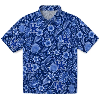 Kentucky Wildcats Hawaiian Shirt - Crystal Foliage Blue