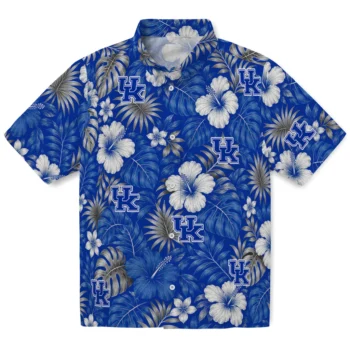Kentucky Wildcats Hawaiian Shirt - Hibiscus Monstera Blue