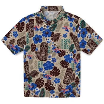 LA Tech Hawaiian Shirt - Tiki Masks Warm Beige
