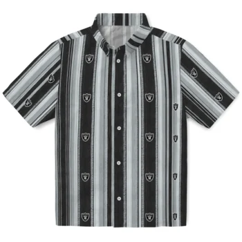 Las Vegas Raiders Hawaiian Shirt - Distressed Stripes Black Silver
