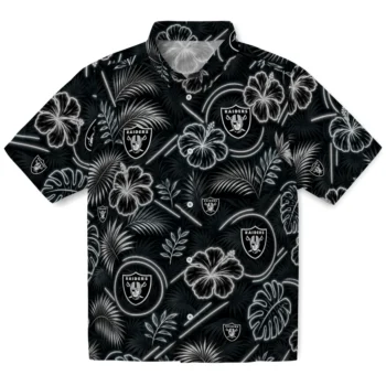 Las Vegas Raiders Hawaiian Shirt - Neon Florals Black