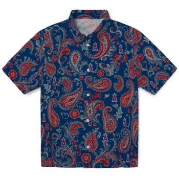 Los Angeles Angels Hawaiian Shirt - Paisley Print Blue
