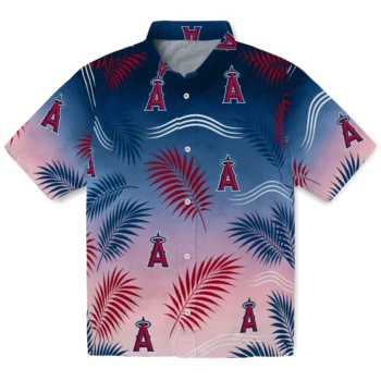 Los Angeles Angels Hawaiian Shirt - Ombre Fronds Blue