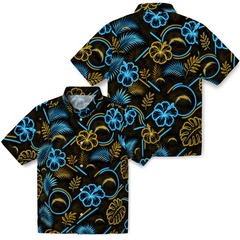 los-angeles-chargers-hawaiian-shirt-custom-neon-florals-black-high-quality.webp