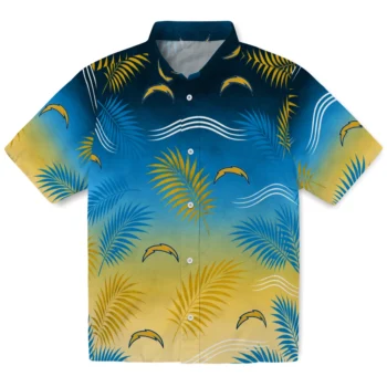 Los Angeles Chargers Hawaiian Shirt - Ombre Fronds Blue