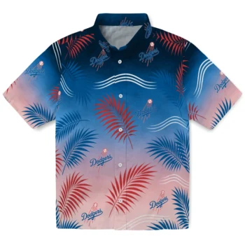 Los Angeles Dodgers Hawaiian Shirt - Ombre Fronds Blue