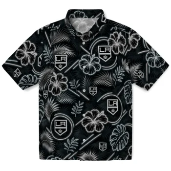 Los Angeles Kings Hawaiian Shirt - Neon Florals Black