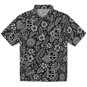 Los Angeles Kings Hawaiian Shirt - Crystal Foliage Black