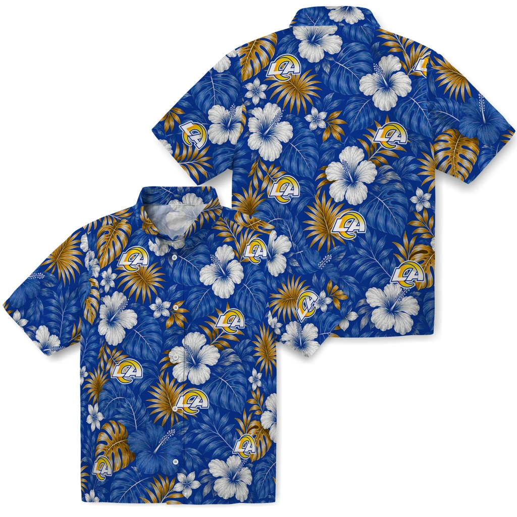 los-angeles-rams-hawaiian-shirt-personalized-hibiscus-monstera-blue-high-quality.webp