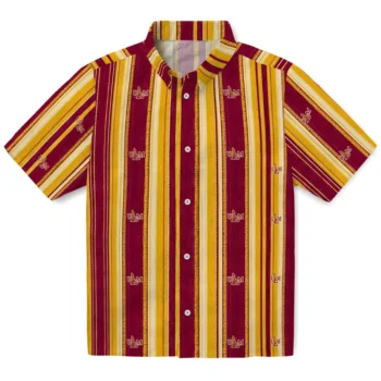 Louisiana-Monroe Warhawks Hawaiian Shirt - Distressed Stripes Red Gold