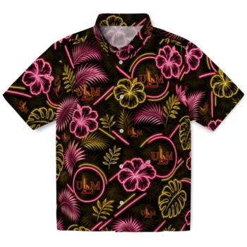Louisiana-Monroe Warhawks Hawaiian Shirt - Neon Florals Black